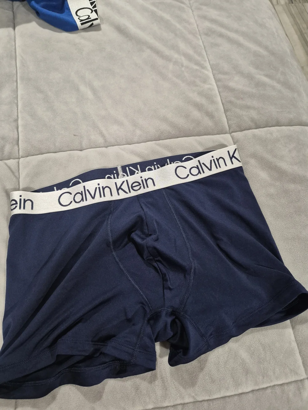 Calvin Klein Men’s Cotton Stretch Boxer Briefs – Navy & Gray Pack - Picture 5 of 8